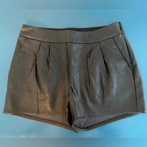 Women’s Black pleather shorts.